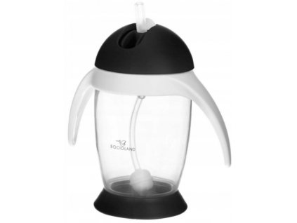 Láhev s brčkem a závažím Pingwin - černá, 300 ml