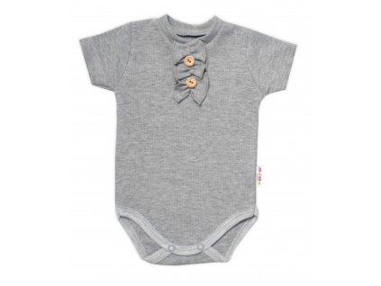 Baby Nellys Kojenecké žebrované body s knoflíčky kr. rukáv, Girl - šedé (Velikost koj oblečení 62 (2-3m))