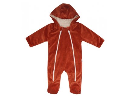 Kojenecký overal VELVET, Baby Fox - hnědý, Mamatti (Velikost koj oblečení 56 (1-2m))