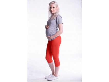 Be MaaMaa Těhotenské barevné legíny 3/4 délky - korálová, vel. M (Velikosti těh moda M (38))