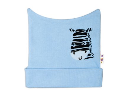 Novorozenecká čepička Baby Nellys, Zebra - modrá (Velikost 56 (1-2m))