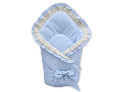 rychlozavinovacka s volanky 80x80cm vysivkou a stuhou modra