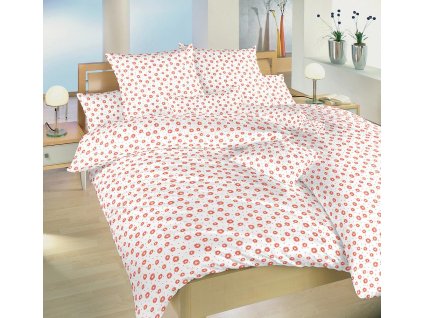 Povlečení krep Anežka lososová na bílém (Varianta Povlečení krep Anežka lososová na bílém 140x200, 70x90 cm)
