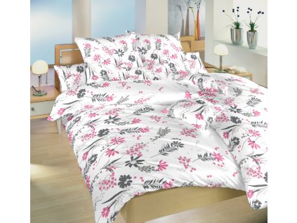 Povlečení bavlna Agáta růžová na bílém (Varianta Povlečení bavlna Agáta růžová na bílém 140x200, 70x90 cm)