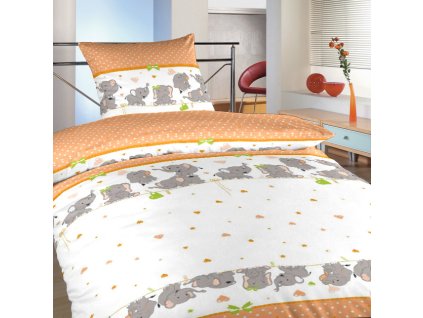 Povlečení bavlna do postýlky Sloni oranžoví (Varianta Povlečení bavlna do postýlky Sloni oranžoví 90x130, 45x60 cm)
