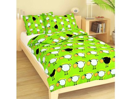 Povlečení bavlna do postýlky Stádo oveček zelené (Varianta Povlečení bavlna do postýlky Stádo oveček zelené 90x130, 45x60 cm, Značka Dadka)