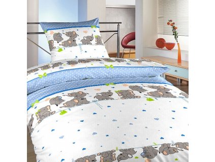 Povlečení krep do postýlky Sloni denim (Varianta Povlečení krep do postýlky Sloni denim 90x130, 45x60 cm)
