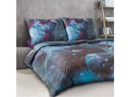 Povlečení satén Geon Vesmír šedomodrá (Varianta Povlečení satén Geon Vesmír šedomodrá 140x200, 70x90 cm)