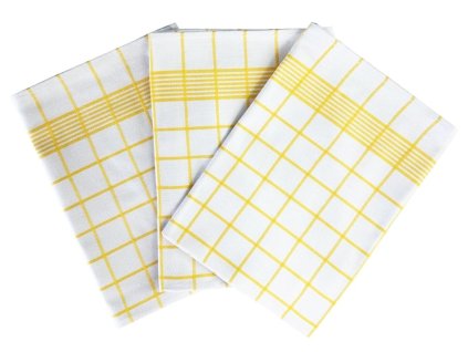 507 2 kuchynske uterky 3ks negativ egyptska bavlna bila zluta