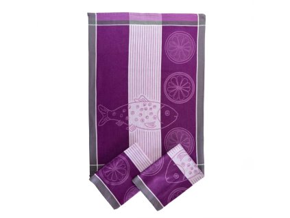 Utěrka Extra savá Ryba s citronem fialová 3 ks (Varianta Utěrka Extra savá 50x70 cm Ryba s citronem fialová 3 ks)