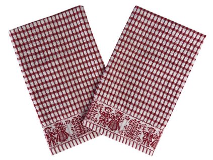 8280 3 kuchynske uterky 2ks folklor cervena dadka vracov