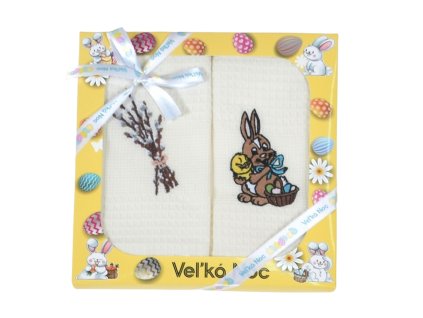 Dárková sada utěrek Kiara Velikonoce žlutá Zajíček (Varianta Dárková sada utěrek Kiara Velikonoce žlutá Zajíček 50x70 cm 2 ks)