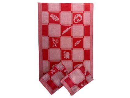 4611 2 kuchynske uterky3ks pekarska cervena dadka vracov