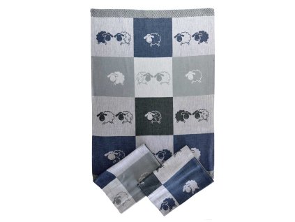 Utěrka Extra savá Ovečky kostka modrá 3 ks (Varianta Utěrka Extra savá 50x70 cm Ovečky kostka modrá 3 ks)