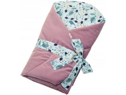 baby nellys zavinovacka velvet s vyztuzi na zavazovani boho lesik matova fialova