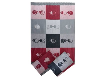 Utěrka Extra savá Ovečky kostka červená 3 ks (Varianta Utěrka Extra savá 50x70 cm Ovečky kostka červená 3 ks)