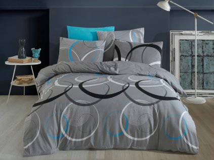Povlečení bavlna 140x200, 70x90cm Toronto bluegrey (Zapínání nitěný knoflík)