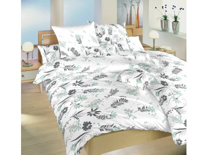 Povlečení bavlna Agáta mentolová na bílém (Varianta Povlečení bavlna Agáta mentolová na bílém 140x200, 70x90 cm)
