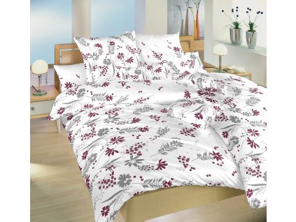 Povlečení krep Agáta vínová na bílém (Varianta Povlečení krep Agáta vínová na bílém 140x200, 70x90 cm)