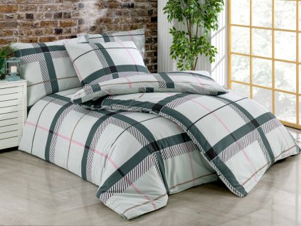 Povlečení bavlna 140x200, 70x90cm Tailor grey (Zapínání zipový uzávěr)