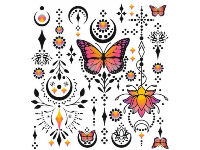 Barevná, veselá nažehlovačka Tulimi, Sunshine Butterflies - malý arch