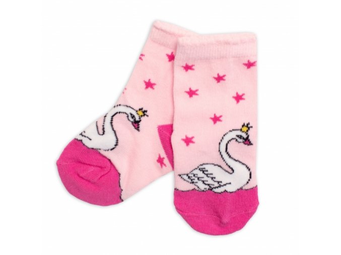 Dětské bavlněné ponožky Labuť - růžové