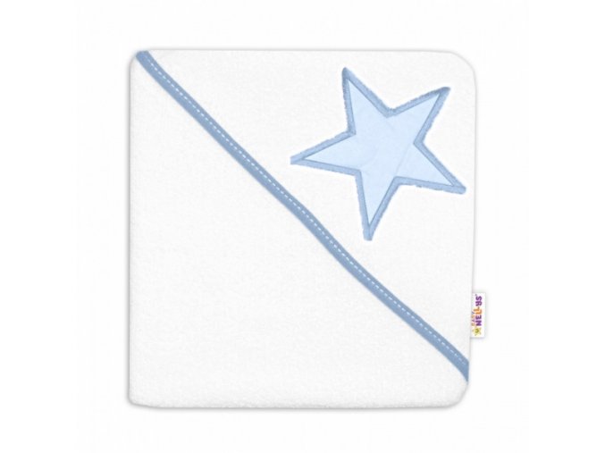 Baby Nellys Dětská termoosuška Baby Stars s kapucí, 80 x 80 cm - bílá/modrá