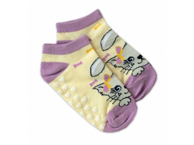 Dětské ponožky s ABS Kočka - žluté