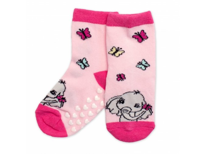 Dětské ponožky s ABS Slůně - růžové