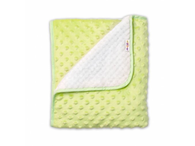 Dětská luxusní oboustranná deka s minky 80x90 cm, zelená/krémová, Baby Nellys