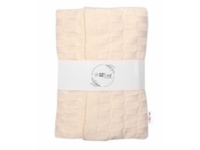 Luxusní bavlněná pletená deka, dečka CUBE, 80 x 100 cm - ecru