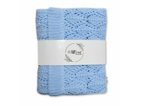 Luxusní bavlněná háčkovaná deka, dečka. ažurková LOVE, 75x95cm - světle modrá