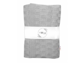 Luxusní bavlněná pletená deka, dečka CUBE, 80 x 100 cm - šedá