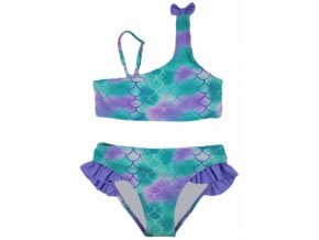 Dívčí dvoudílné plavky s volánkem - Noviti, Mašlička, fialovo/zelené