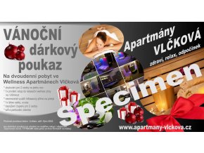 Vánoční dárkový poukaz na ubytování a vstup do wellness Apartmány 1 noc specimen