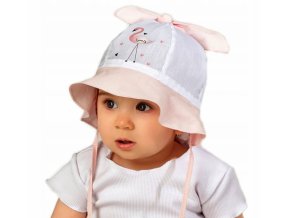 Letní klobouček na zavazování Baby Nellys Plameňák, růžový/bílý