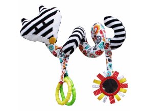 Hencz Toys Edukační hračka Hencz s chrastítkem a zrcátkem - LIŠKA - spirálka -bílo-černá