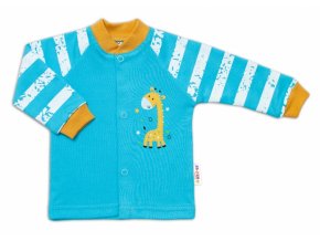 Baby Nellys Bavlněná košilka Giraffe, tyrkysová