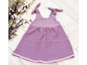 Baby Nellys Letní lehoučké mušelínové šaty Summer - lila, levandule