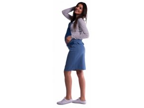 Be MaaMaa Těhotenské šaty/sukně s láclem - modré