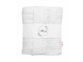Luxusní bavlněná háčkovaná deka, dečka. ažurková LOVE, 75x95cm - bílá