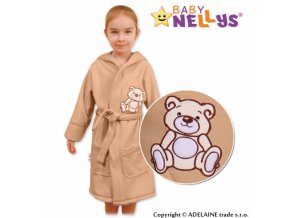 Baby Nellys Dětský župan - Medvídek Teddy Bear - béžový/kávový