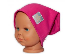 Dětská funkční čepice s dvojitým lemem - tm. růžová