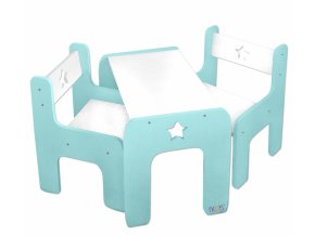 Sada nábytku Star - Stůl + 2 x židle - mátová s bílou