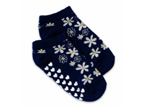 Dětské ponožky s ABS Květinky - tm. modré