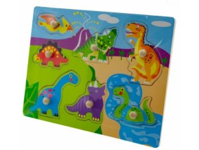 Dřevěné zábavné puzzle vkládací 30x22,5cm - Dinosauři