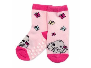 Dětské ponožky s ABS Slůně - růžové