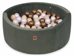 Bazén pro děti 90x30 cm Velvet + 200 balónků, khaki, Baby Nellys