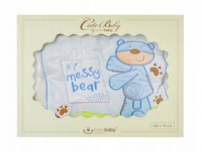 Dětská deka dvouvrstvá Bear, BoboBaby, krémová/modrá