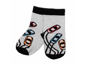 Dětské froté ponožky Auta – šedo/černé